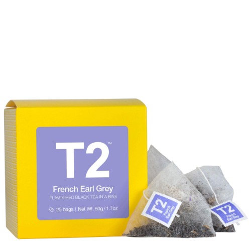 T2 Tea French Earl Grey Black Tea Bags in Box, 25-count