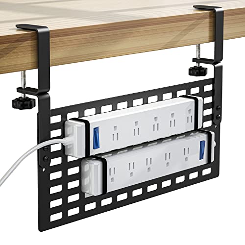 Under Desk Cable Management No Drill, Xpatee 16'' Desk Cable Management, Cable Management with Clamp for Desk Wire Management, Computer Cable Rack for Office, Home - No Damage to Desk, Black - 1 - Black