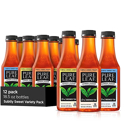 Pure Leaf Iced Tea, Subtly Sweet 3Fl Variety Pack, Lower Sugar, 18.5 Ounce Bottles (Pack of 12) - Subtly Sweet 3Flavor VP