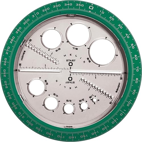 Helix Angle and Circle Maker with Integrated Circle Templates, 360 Degree, 6 Inch / 15cm, Assorted Colors (36002) - Angle & Circle Maker - Assorted