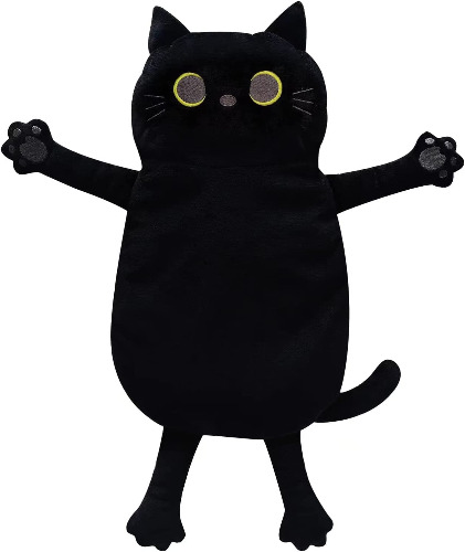 Microwave Heating Pad with Washable Cover 12*21" Microwavable Heating Pads for Cramps, Back, Neck Shoulder Pain Relief, Cordless Heating Pad Microwavable Weighted Moist Heat Pack, Large Black Cat - Large Black Cat