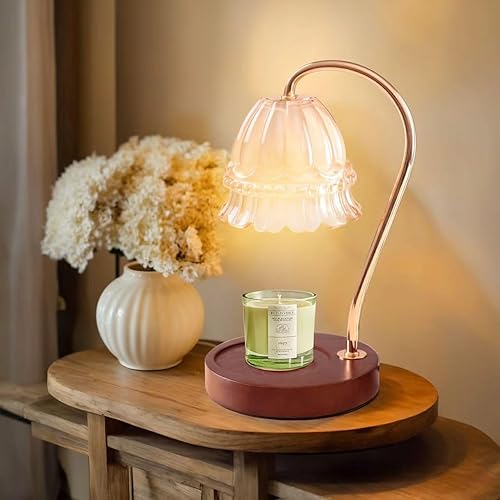 GEEZO Fragrance Candle Warmer Lamp，Electric Candle Warmer with Timer & Dimmer，Mom Christmas Birthday Gifts for Women, House Warming Gifts New Home Bedroom Decor - Brown