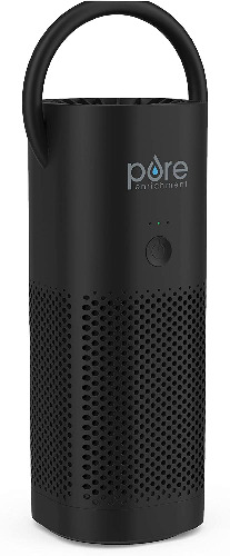 Pure Enrichment PureZone Mini Portable Air Purifier - True HEPA Filter Cleans Air, Helps Alleviate Allergies, Eliminates Smoke & More — Ideal for Traveling, Home, and Office Use (Black) - Black