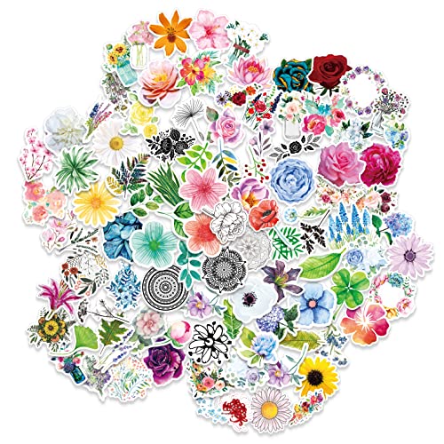 trowel 100Pcs Flower Stickers Pack for Scrapbook,Laptop,Aesthetic Waterproof Plant Stickers,Vinyl Stickers for Teens Girls Kids,Notebook Stickers,Flower Stickers for Journaling,Valentines Day Gifts