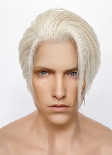 Final Fantasy Remake 7 President Rufus Shinra Platinum Blonde Straight Lace Front Synthetic Men's Wig LF6078 | Standard 22"-23"