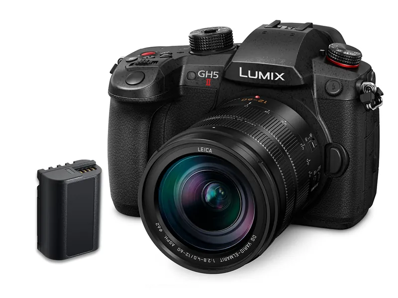Panasonic LUMIX GH5M2 Mirrorless Camera with wireless live streaming and a LEICA 12-60mm F2.8-4.0 lens Plus additional battery pack - Black