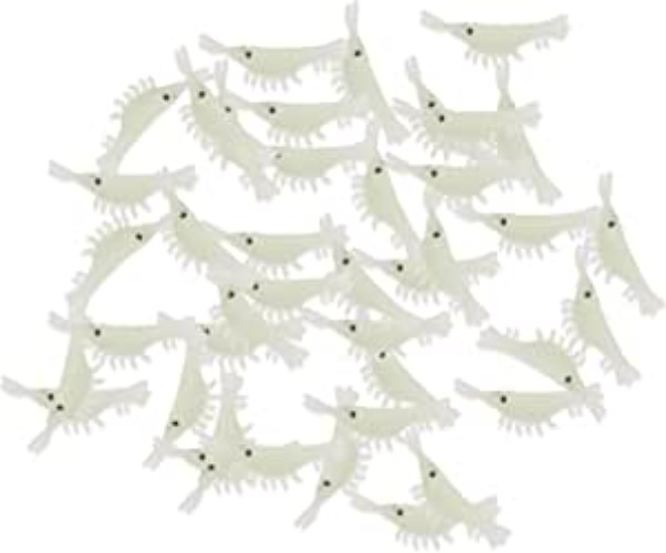 60Pcs Soft Plastic Fishing Lures Luminous Glow Shrimp Lure Glow Shrimp Fishing Bait Artificial Bait Fishing Supplies for Saltwater Freshwater Fishing Tackles