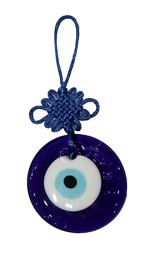 IS4A Talisman - Single Glass Evil Eye Protection - Good Luck Charm, Home, Office, Car Decoration, Blessing Ornament, Reflects Negative Energy (7 Inch) - 7 Inch