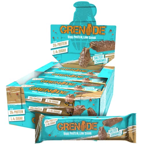 Grenade High Protein, Low Sugar Bar - Chocolate Chip Salted Caramel, 12 x 60 g - Chocolate Chip Salted Caramel