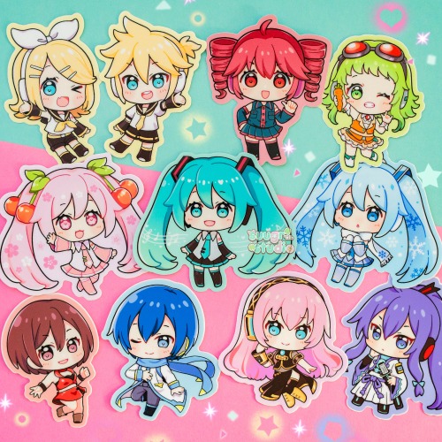 Virtual Vocalist Stickers - Miku, Snow Miku, Sakura Miku, Rin, Len, Meiko, Kaito, Luka, Gumi, Gackpo, Teto - Miku