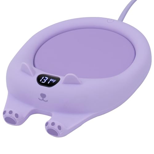 PUSEE Mug Warmer,Coffee Warmer for Desk Coffee Cup Warmer Auto Shut Off,Smart Candle Warmer with 3 Temp Settings,Electric Beverage Warmer Plate for Coffee,Cocoa,Tea,Water and Milk (Not Include Cup) - Adorable purple