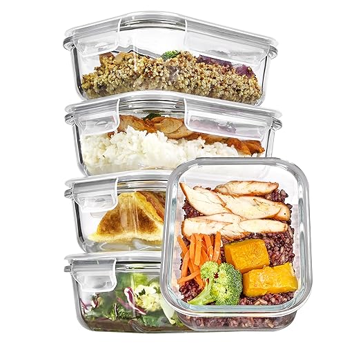 Glass Storage Containers with Lids - 5pack 22oz