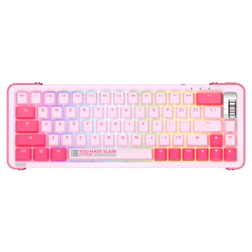 YUNZII Royalaxe Y68 65% Hot Swappable Wireless Mechanical Keyboard with RGB Backlight, Double Shot PBT Keycaps for Gamers/Mac/Win (Gateron Pro Brown,Pink) - Gateron Pro Brown Pink
