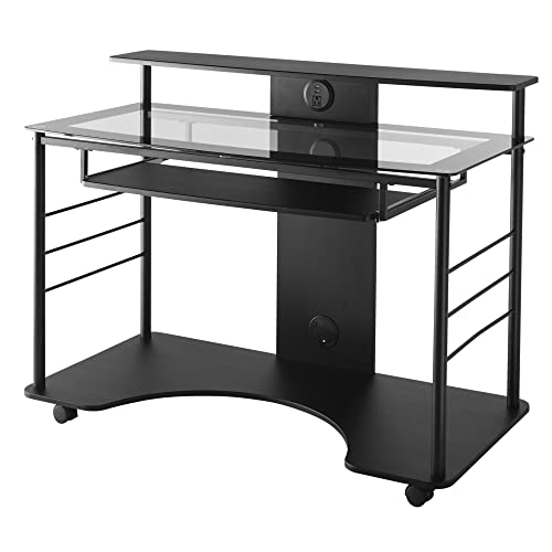 Realspace® 47" W Mobile Tech Desk Workstation, 36-1/16"H x 47-1/4"W x 26" D, Black