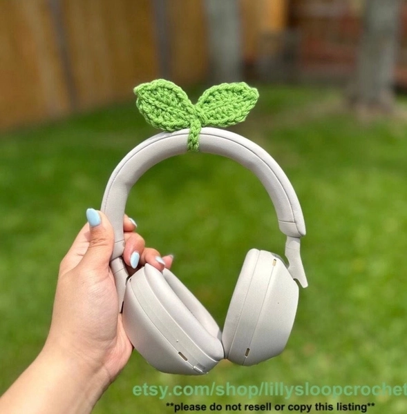 Crochet Sprout Leaf Headphone Accessory (Multiple Colors!)