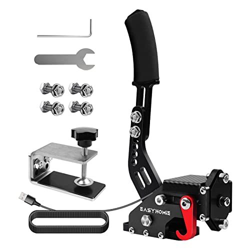 USB Handbremse mit Feste Basis für PC Rennspiele, Einstellbare Spielhandbremse mit Hoher Präzision und Hoher Linearität, Geeignet für Logitech G27 / G29 / T300 FANATEC (Schwarz) - Schwarz