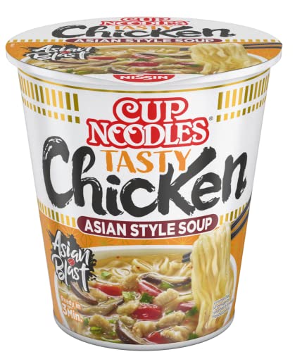 Nissin Cup Noodles – Tasty Chicken, 8er Pack, Soup Style Instant-Nudeln japanischer Art, mit Hühnerfleisch-Geschmack & Gemüse, schnell im Becher zubereitet, asiatisches Essen (8 x 63 g)
