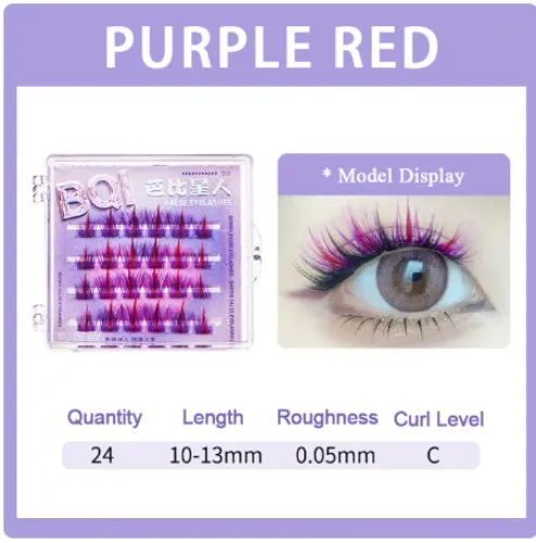 3D Cluster Colored Individual Lashes Red Purple Blue Pink White Professional Makeup False Eyelashes Colorful Eyelash Extensions - AliExpress 