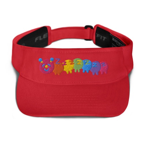 Sleepy Rainbow Caterpillar Visor | Red