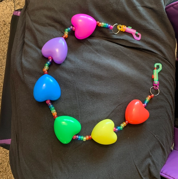 Rainbow Heart Kandi Chain Ball Pit Hearts Retro Raver Belt Accessory