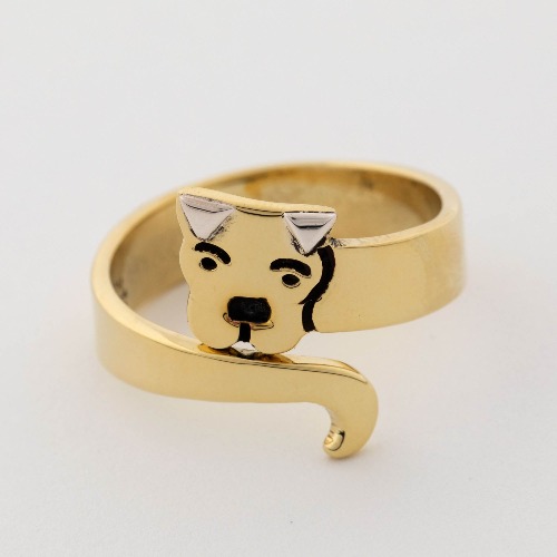 Sweet Dog Hugger Ring | Brass