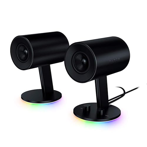 Razer Nommo Chroma - 2.0 Gaming Speakers RGB Chroma (Custom Woven Glass Fibre 3-inch Drivers, Rear-Facing Bass Ports, Bass Knob with Automatic Gain Control) Black