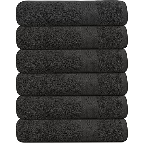 KAHAF COLLECTION 100% Cotton Bath Towels, Grey 24x48 Pack of 6 Towels, Quick Dry, Highly Absorbent, Soft Feel Towel, Gym, Spa, Bathroom, Shower, Pool, Luxury Soft Towels - 24x48 - 6 PACK - Grey