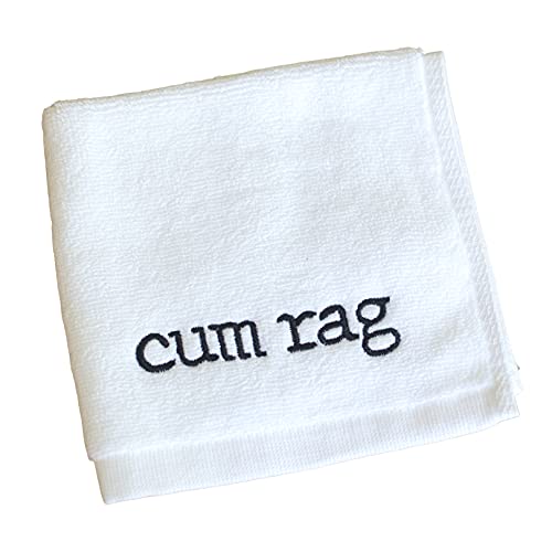Embroidered Cum Rag Towel - Naughty Adult Humor Gift for Bachelorette and Bachelor Parties - Black