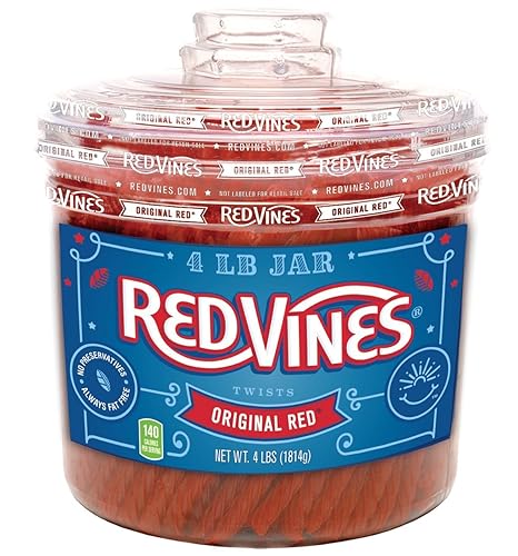 Red Vines Red Original Licorice Twists (4 Pound Jar) - Original Red - 4 Pound (Pack of 1)