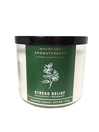 Bath & Body Works, Aromatherapy Stress Relief 3-Wick Candle, Eucalyptus Spearmint - 1