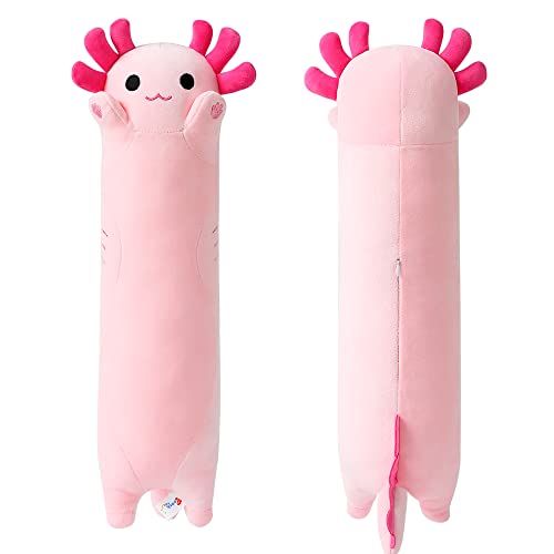 PEACH CAT Pink Long Axolotl Plush Pillow Toy Cute Axolotl Stuffed Animal for Girls and Boys 20" - Pink C - 20 inch