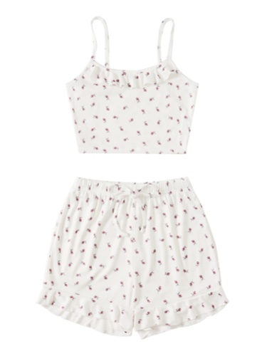 SweatyRocks Women's Summer Strawberry Print Cami Top and Shorts Sleepwear Pajamas Set