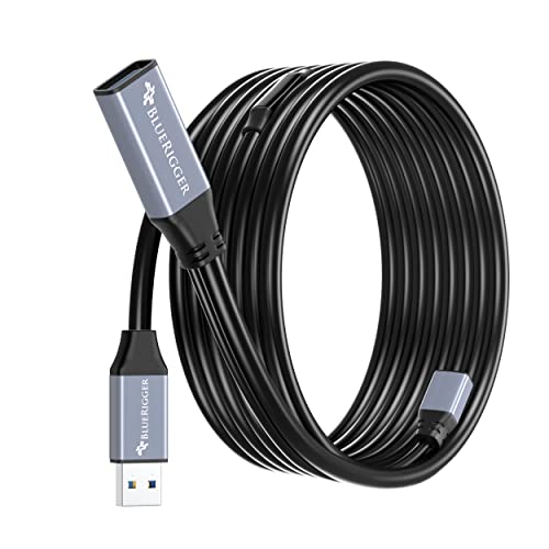 BlueRigger USB 3.0 Extension Cable (32FT/10M, Active, 5 Gbps, Type A Male to Female Adapter Cord) - Long USB Repeater Extender for VR Headset, Printer, Hard Drive, Flash Drive, Keyboard, Mouse, Xbox - USB 3.0 - 32FT