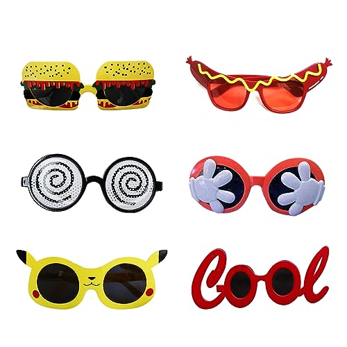 JQUAL Party Sunglasses - 6 Pairs of Fun Hawaiian Glasses, Birthday Party Glasses, Party Favor