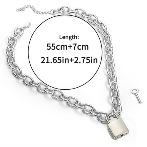 'Ecstatic' Padlock Choker Chain Necklace - Siver