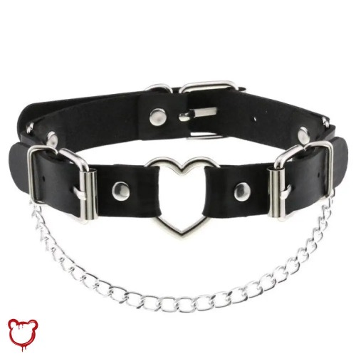 'Intact' Black Chain Heart Choker