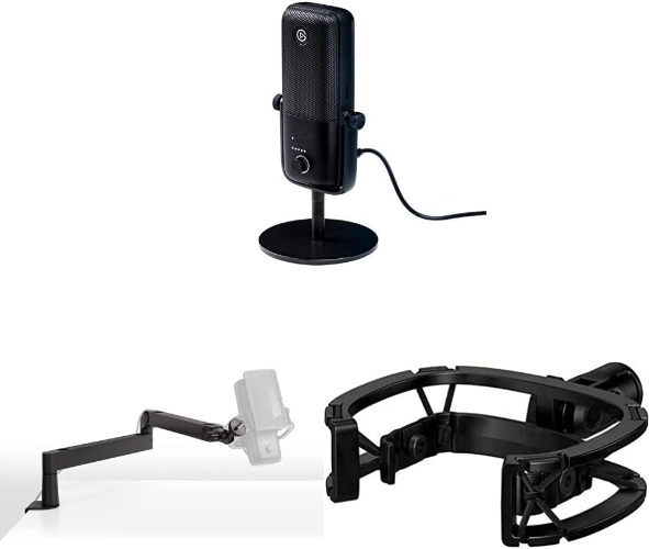 Elgato Wave:3 - Premium Studio Quality USB Condenser Microphone & Wave Mic Arm LP - Premium Low Profile Microphone Arm & Shock Mount - Maximum Isolation from Vibration Noise