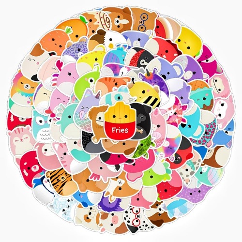 100Pcs Cute Stickers for Squishmallows Stickers, Kindergarten Stickers Toys, Children Waterproof Stikers Decal for Water Bottlem Skateboard, Activity Supplies Festival Ornament (100Pcs Kids Stickers) - 100pcs Kids Stickers