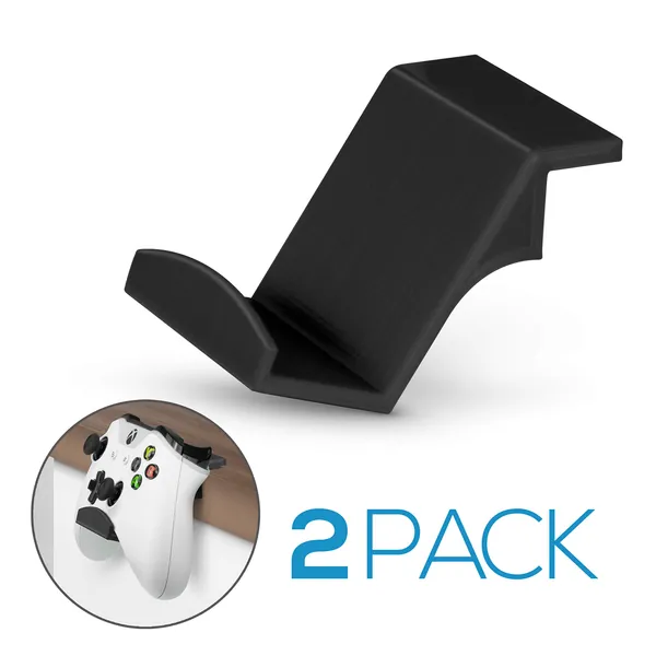 Game Controller Desktop Stand Holder (2 Pack) for XBOX ONE 360 SWITCH PS4 STEAM PC NINTENDO, Universal Gamepad Accessories - No screws, Stick on, Black By Brainwavz - 2 Pack