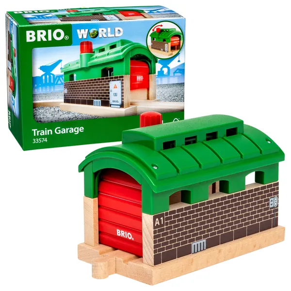 BRIO World 33574 - Train Garage - 1 Piece Wooden Toy Train Accessory for Kids Age 3 and Up - Train Garage