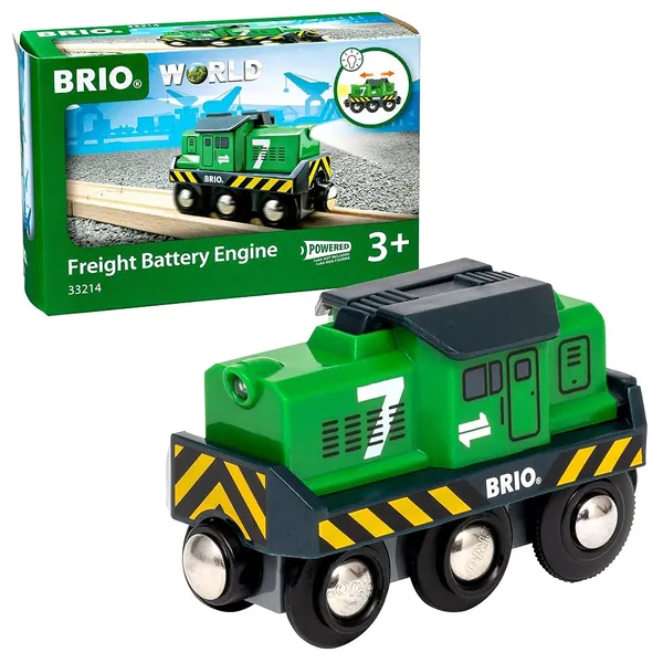 BRIO World 33214 - Freight Battery Engine - 1 Piece Wooden Toy Train Set for Kids Age 3 and Up , Green - Engine