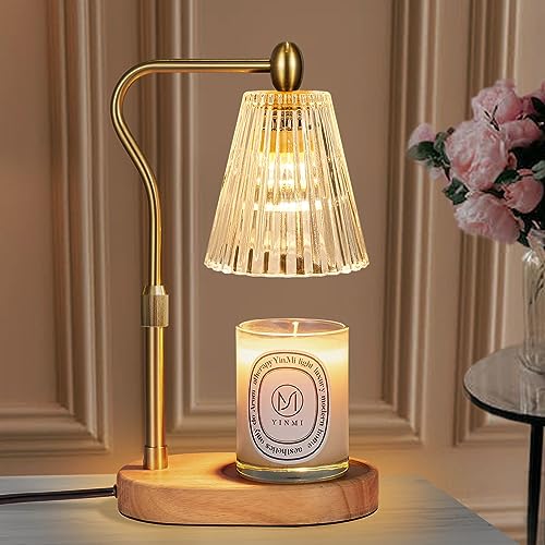 seenlast Candle Warmer Lamp, Candle Lamp Warmer with Timer Dimmer Adjustable Height, Electric Wax Warmer Vintage Home Decor, Candle Melter Light for Scented Jar Candles - Amber