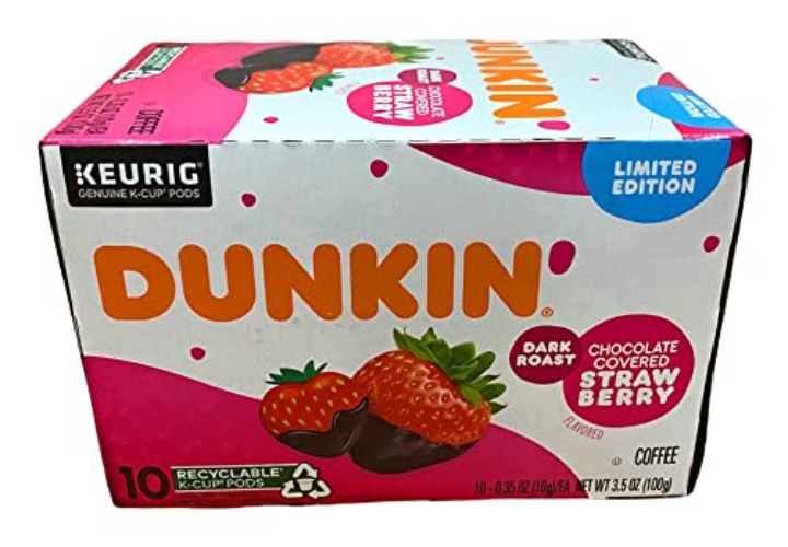 Dunkin’ Chocolate Covered Strawberry Ground Coffee, Keurig K-Cup Pods, 10 Count - Chocolate Strawberry - 10 Count (Pack of 1)