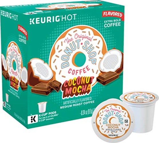The Original Donut Shop Coffee 24 K Cups Count Pods Capsules (FLAVORS) Light/Medium/Bold Roast Flavored Premium Coffee For Keurig Machine (24 K-Cups Original Donut Shop Coconut Mocha) - Coconut Mocha - 24 Count (Pack of 1)