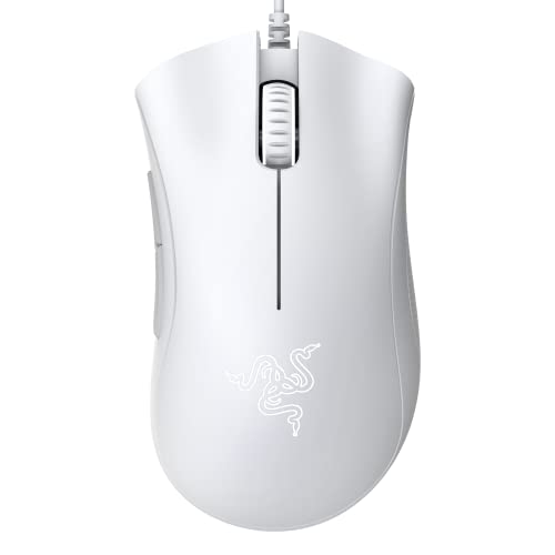 Razer DeathAdder Essential Gaming Mouse: 6400 DPI Optical Sensor - 5 Programmable Buttons - Mechanical Switches - Rubber Side Grips - Mercury White - Mercury White