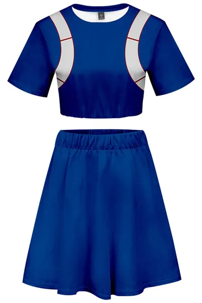 Todoroki Shoto Cosplay Costume Cheerleader Cheerleading Uniform Crop Top Dress - Medium Blue