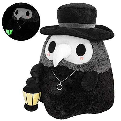 TAIPPAN Plague Beak Doctor Toys, Soft Plush Doll Toys, Luminous Plush Toy, Creative Squishable Small Plush Plague Doctor Doll for Easter and Halloween Decoration, Black - Black