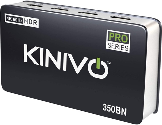 Kinivo 350BN 4K HDMI Switch 3 Port with IR Wireless Remote (4K 60Hz, HDR, HDCP, 3D, 18Gbps, Auto Switch) – for Game Consoles, Apple TV, HDTV, Blu-ray, Laptop