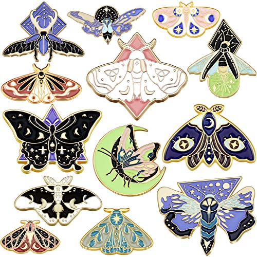 13 Pieces Enamel Pins Butterfly Moth Backpack Pins Jackets Clothes Insect Girls Pins for Backpacks Cool Lapel Pin Steampunk Badge Small Pins for Women
