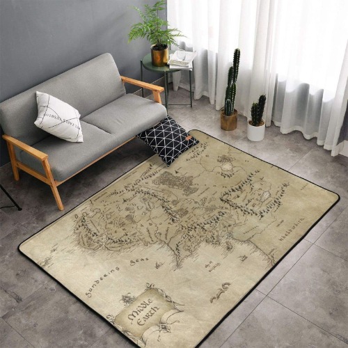 Gesey-R4T Middle Earth Map Pattern Home Area Rugs 3'3inchx5' Home Decor Carpet Soft Floor Mat Non-Slip for Living Room Bedroom, White, One Size - 